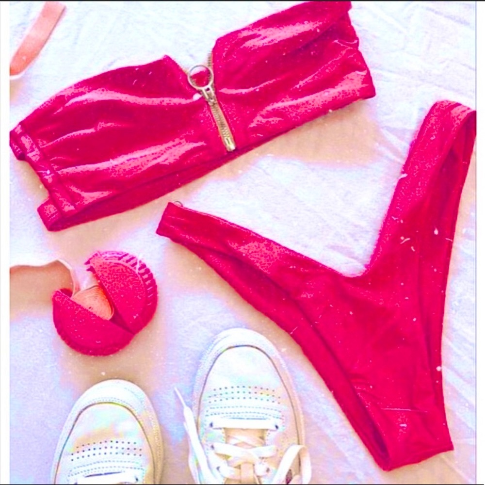 Free people Pink Bikini set (top bandeau+bottom)